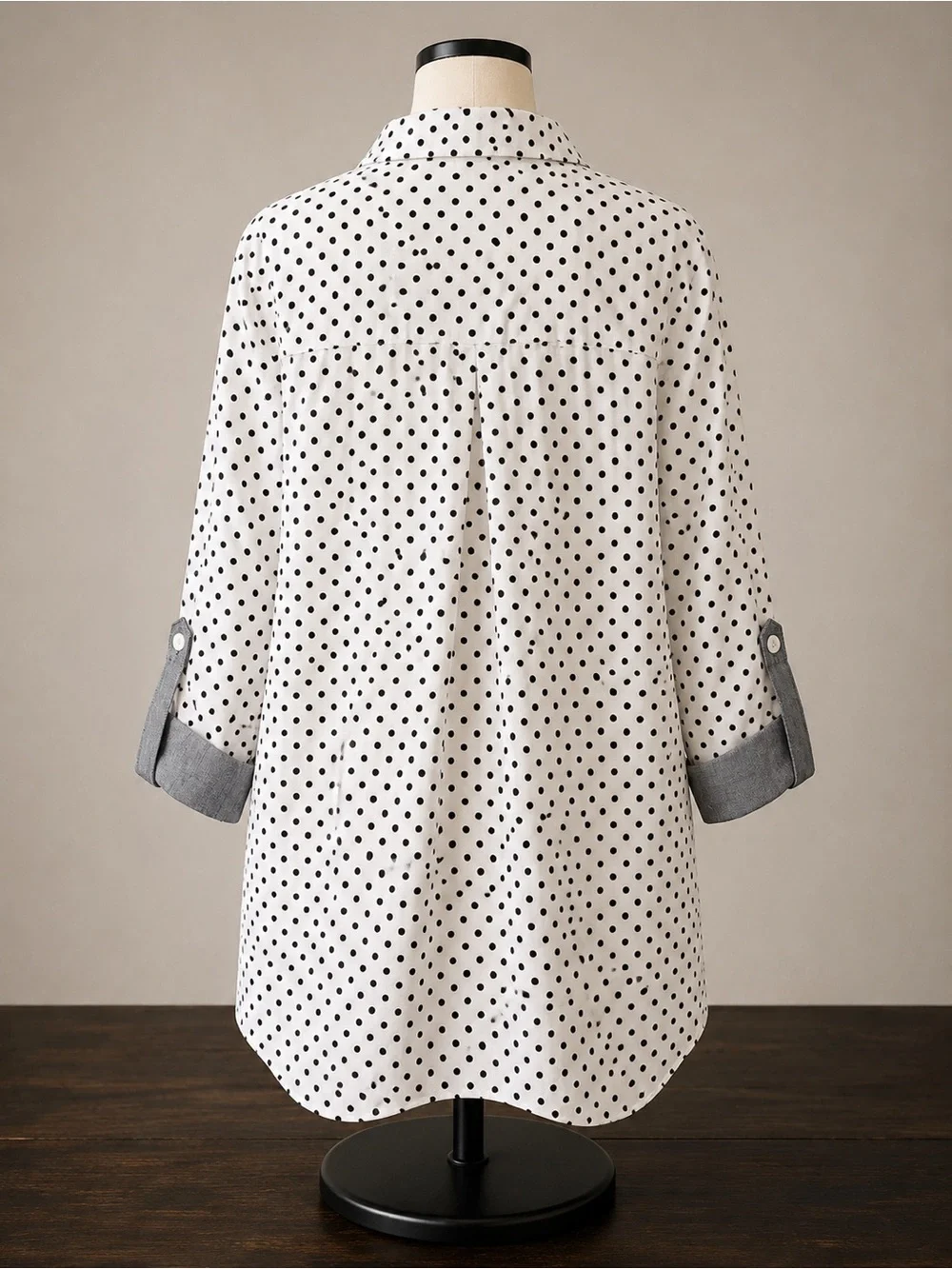 Tommy Hilfiger 3X Polka Dot Half Zip Cotton Tunic Top